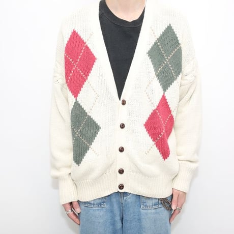 Argyle Ramie Cotton Cardigan