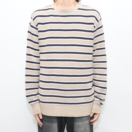 Brooks Brothers Border Pattern Cotton Knit Sweater