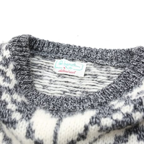 Benetton Shetland Wool Knit Sweater Made In Italy