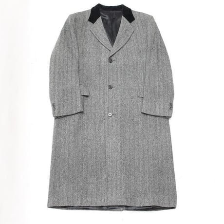 Vintage Herringbone Wool Long Coat MADE IN USA