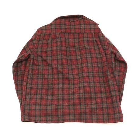 60's Open Collared Check Wool L/S Shirt