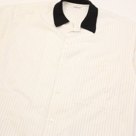 Striped Pattern Open Collar S/S Shirt