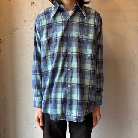 70s Print Flannel Plaid Shirt