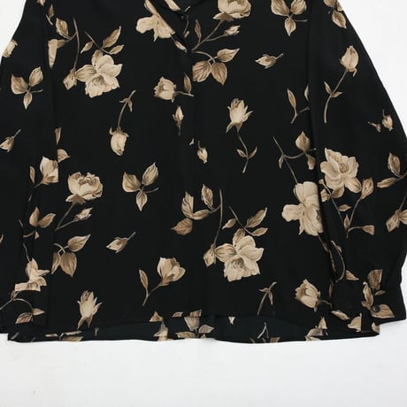 Flower Pattern Open Collared Rayon Shirt