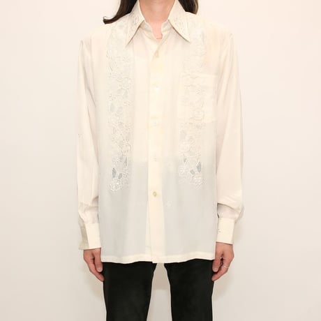1970s Hand Embroidered 100% Pure Silk Shirt