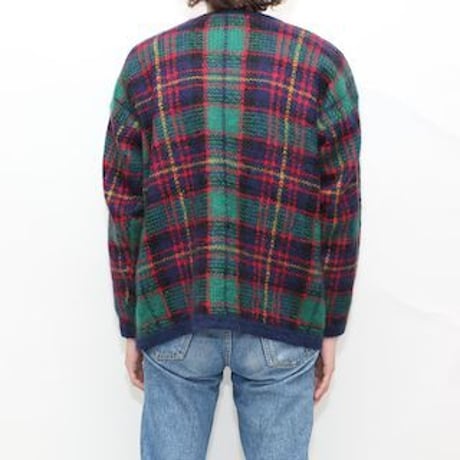 Mohair Checked Knit Cardigan