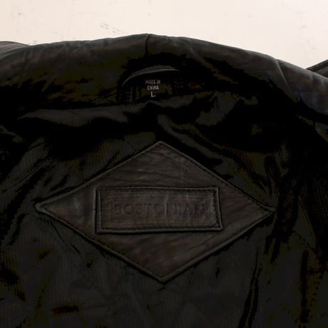 Bostonian Stand Collared Black Lamb Leather Coat
