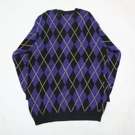 Argyle Pattern Lame Knit Cardigan