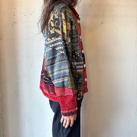 Multi Fabric Patchwork Design Jacket