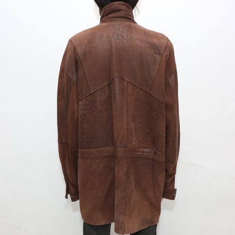 Brown Leather Half Coat