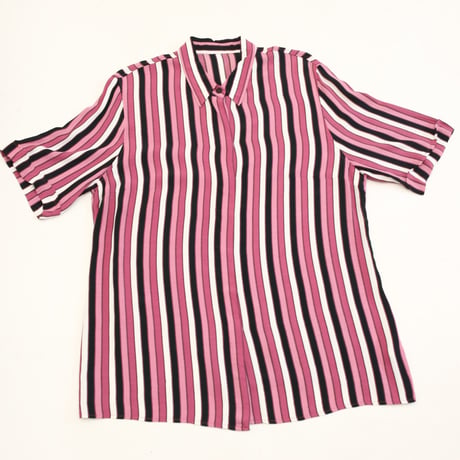 Stripe Pattern Viscose S/S Shirt MADE IN GERMANY
