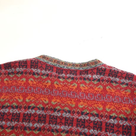 Patterned Wool Knit Cardigan