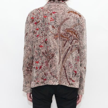 Embroidery Velour Trucker Jacket
