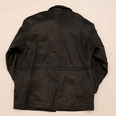 Bostonian Stand Collared Black Lamb Leather Coat