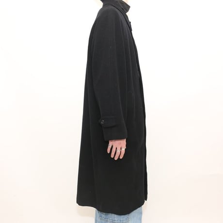 Black Wool Balmacaan Coat