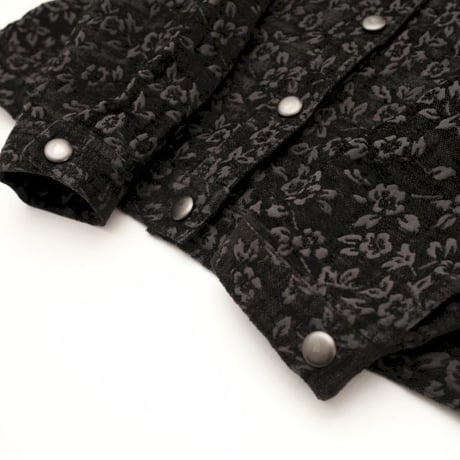 Flower Pattern Velour Trucker Jacket