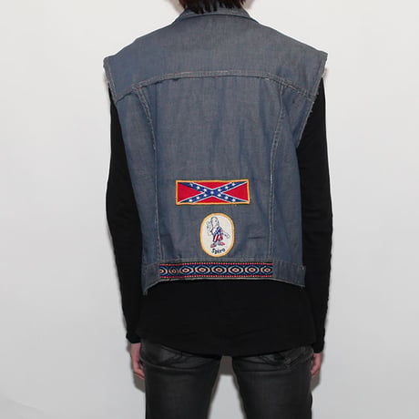 Vintage Denim Vest With Patch
