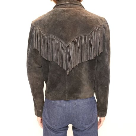 Wilsons Black Suede Fringe Leather Jacket