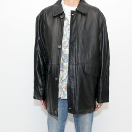 Black Lamb Leather Coat