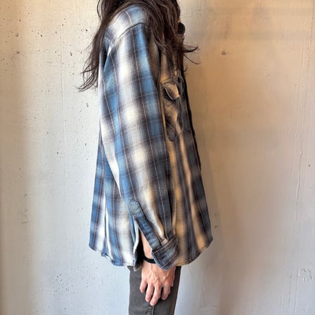 Ombre Plaid Cotton Heavy Flannel Shirt