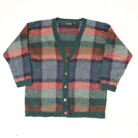 Mohair Check Knit Cardigan  