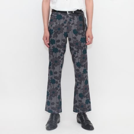 Flower Pattern Boots-Cut Pants