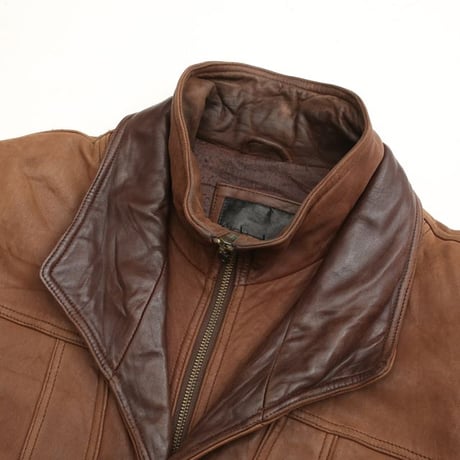 Layered Gimmick Brown Leather Jacket