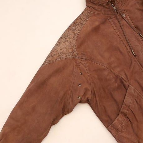 Patchwork Design Brown Leather Jacket