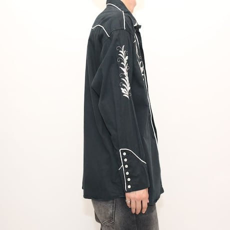 Black Embroidery Western Shirt