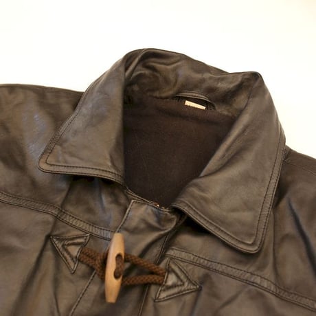 Black Leather Hooded Coat