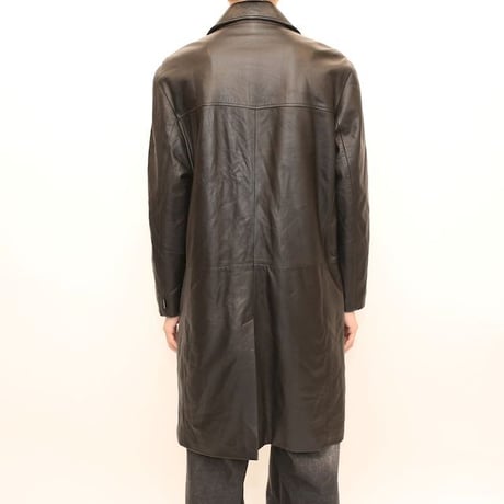 Black Leather Coat Loose Silhouette