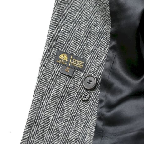 Vintage Herringbone Wool Long Coat MADE IN USA