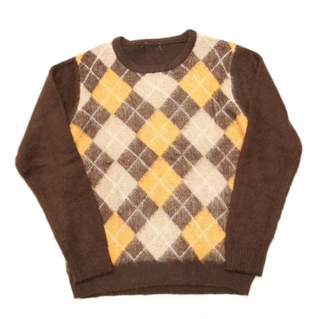 Argyle Pattern Wool Knit Sweater
