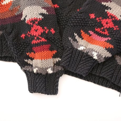 Woolrich Native Pattern Ramie Cotton Hand Knit Sweater
