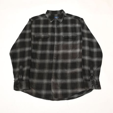 Ombre Plaid Flannel Shirt "Black × Gray"