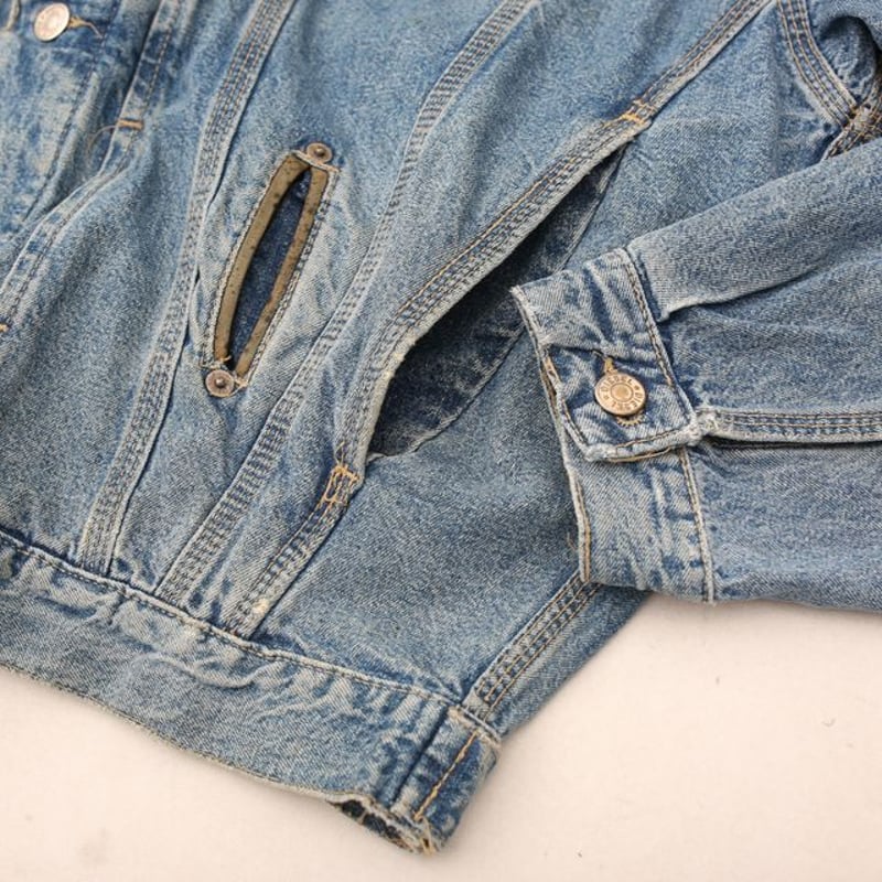 90s Diesel Leather Collar Denim Jacket MADE IN