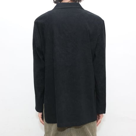 Patchwork Design Open Collar Fake Suede L/S Shirt