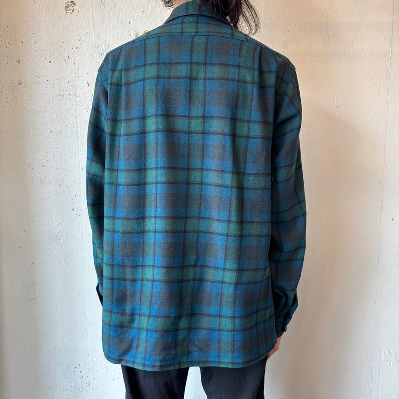 トップス 70s Pendleton Plaid Loop Collar Shirts M 60s Pendleton Wool Plaid Loop Shirt | Strato