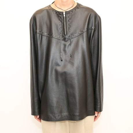 Pullover Smooth Leather Jacket Black