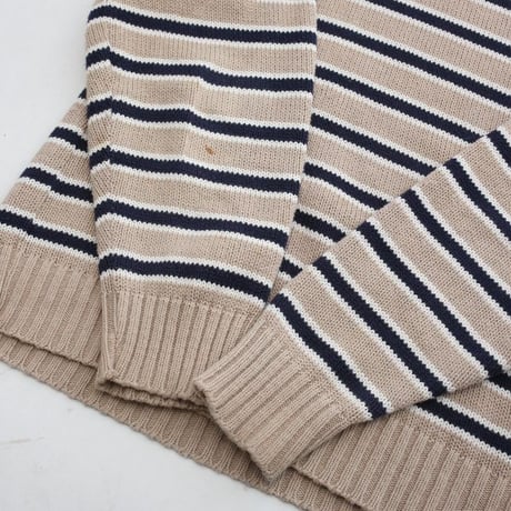 Brooks Brothers Border Pattern Cotton Knit Sweater