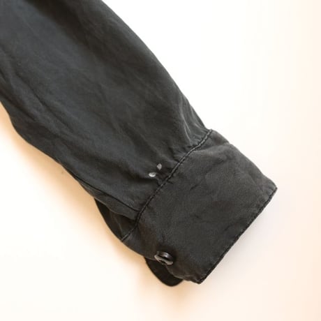 Open Collar Silk L/S Shirt Black