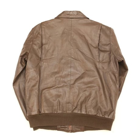 Rib Leather Jacket Brown