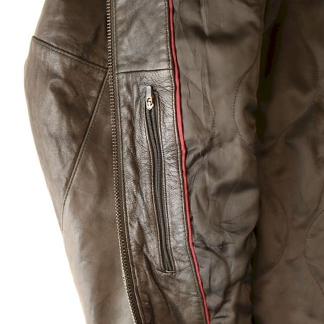 DOCKERS Black Leather Jacket Loose Silhouette