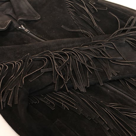 Black Suede Fringe Leather Jacket