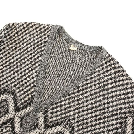 Geometric Pattern Acryl Knit Cardigan "MADE IN JUGOSLAVIJA"