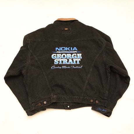 Leather Collared Black Denim Jacket Loose Silhouette