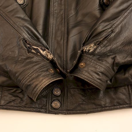 Euro Vintage Black Lamb Leather Jacket Loose Silhouette