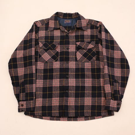 70's Pendleton Open Collar Wool Checked L/S Shirt