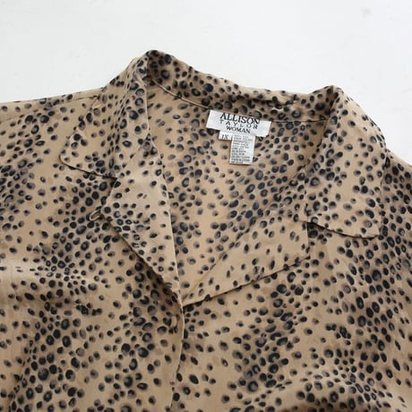 Leopard Pattern Open Collar Silk S/S Shirt