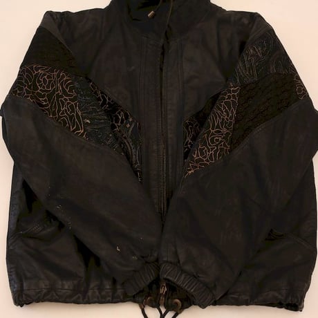 Patchwork Design Black Leather Jacket